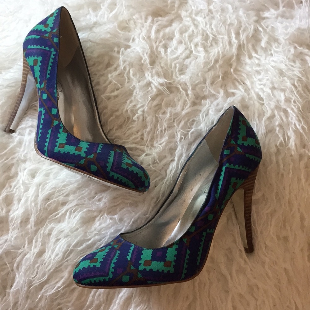 Jessica Simpson Brenda Aztec Geometric Pattern Pumps Heels - Size 7.5